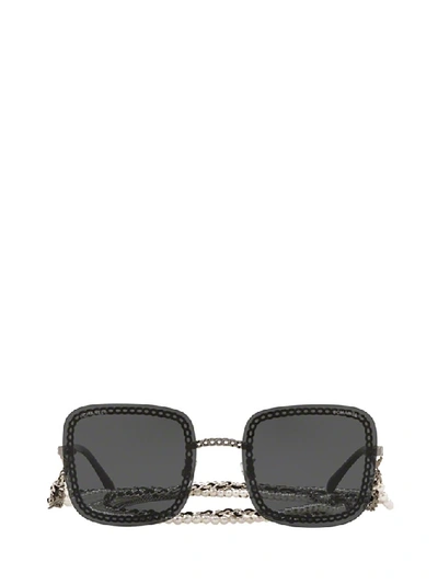 Pre-owned Chanel Square Frame Chain Sunglasses In Silver