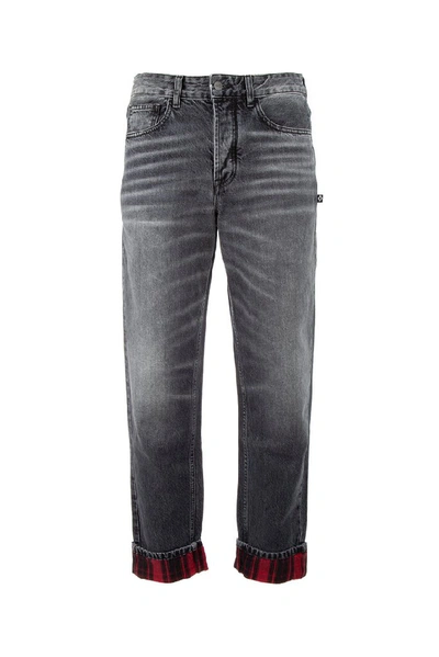 Marcelo Burlon County Of Milan Back Pocket Print Jeans In Grey