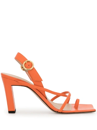 Wandler Elza Leather Slingback Sandals In Orange