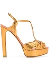 FRANCESCO RUSSO BRAIDED STRAP PLATFORM SANDALS