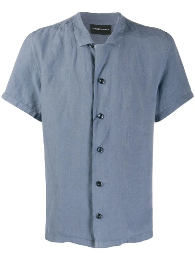 Emporio Armani Short-sleeve Fitted Shirt In Blue