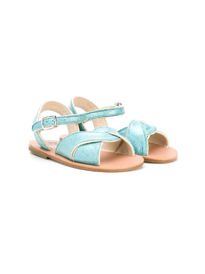 Pèpè Kids' Low-heel Open-toe Sandals In Blue