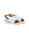 Pèpè Kids' Striped Buckled Sandals In White