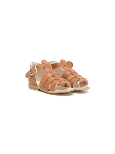 Pèpè Babies' Leather Strap Sandals In Brown