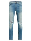 Monfrere Greyson Ripped-knee Stretch Japanese Skinny Jeans In Distressed Sicily