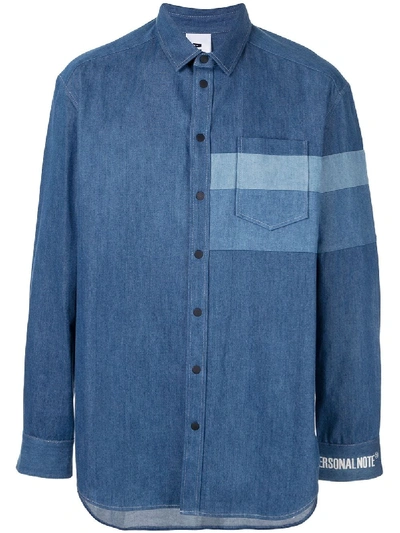 A Personal Note 73 Colour Block Denim Shirt In Blue