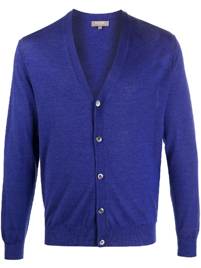 N•peal Fine Gauge Cardigan In Blue