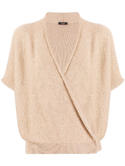 Peserico Wrap Cardigan In Neutrals