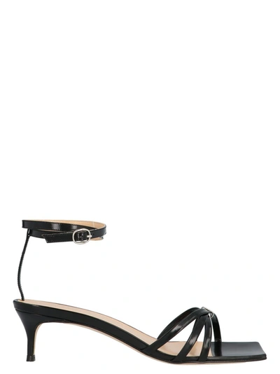 By Far Kaia 50mm Patent Leather Sandals In Black