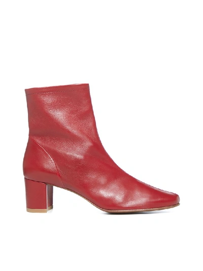By Far Sofia Leather Ankle Boots In Red ModeSens