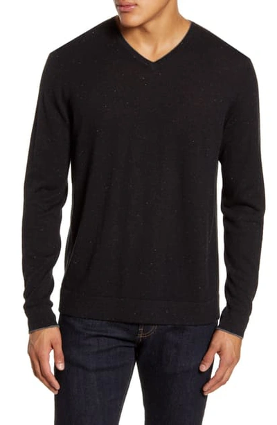 Nordstrom Signature Cashmere V-neck Sweater In Black Caviar