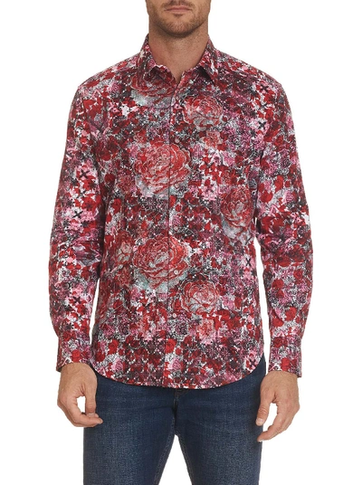 Robert Graham Classic-fit Blood Rose Print Long-sleeve Shirt In Red