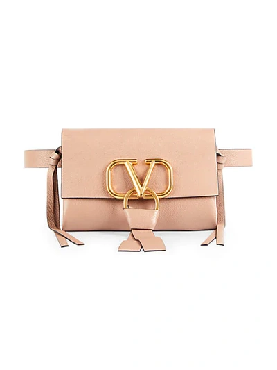 Valentino Garavani Logo Pebbled Leather Waist Bag In Rose Blush