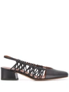 MICHEL VIVIEN CROSS WOVEN-PANEL SLINGBACK PUMPS