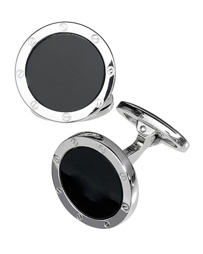 JAN LESLIE ROUND ONYX CUFF LINKS,PROD174900004