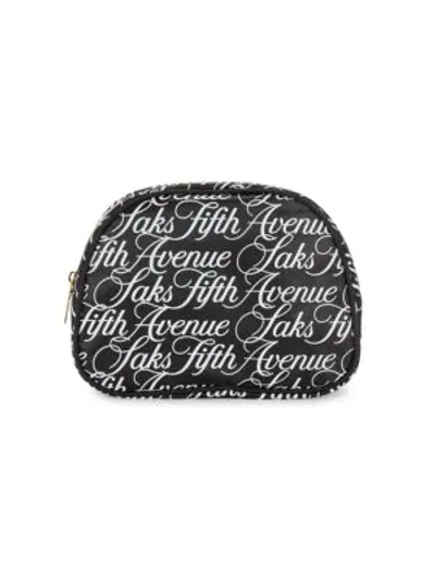 Saks Fifth Avenue Logo Dome Zip-around Pouch In Black