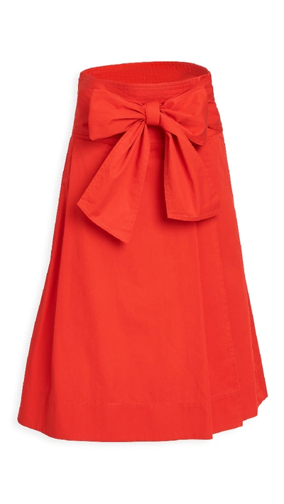 Tory Burch Cotton-poplin Wrap Skirt In Red
