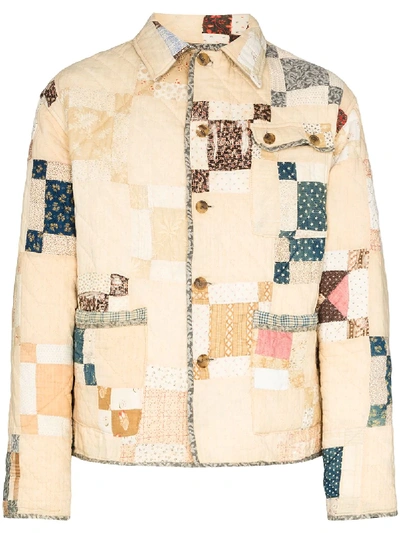 Bode Patchwork Quilted Shirt Jacket In Nude