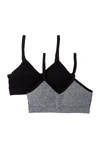 Real Underwear Seamless Longline Bralette - Pack Of 2 In Black H Grey