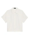 THEORY Cropped Short-Sleeve Button-Down Shirt