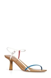 The Row Bare Color-block Leather Sandals In Army Green/ Pearl White