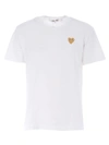 Comme Des Garçons Gold Heart Crewneck Tee In Bianco