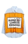 BURBERRY MONTAGE LOGO PRINT SILK BUTTON-UP SHIRT,4564225