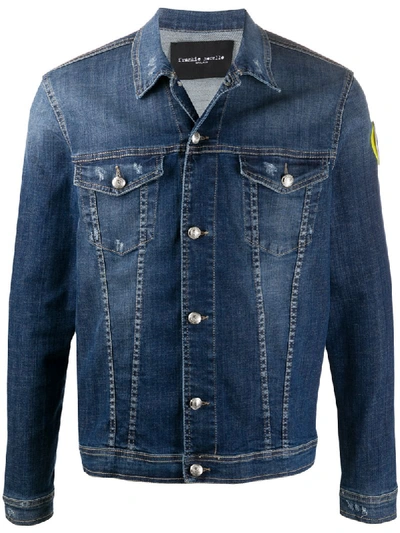 Frankie Morello Embroidered Buttoned Denim Jacket In Blue