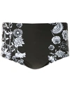 Amir Slama Hibiscus Flowers Print Swim Trunks In Black
