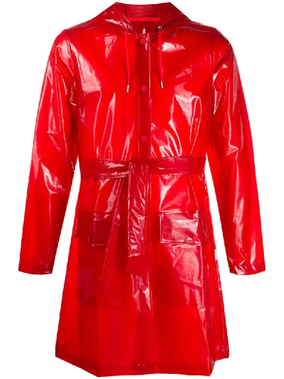 Rains Glossy Raincoat In Red