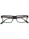 Gucci Web Detail Rectangular-frame Glasses In Black