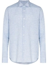 Orlebar Brown Giles Linen Long-sleeved Shirt In Blue