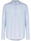 Orlebar Brown Giles Linen Long-sleeved Shirt In Navy White