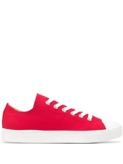 Junya Watanabe Low Top Cotton Canvas Sneakers In Red