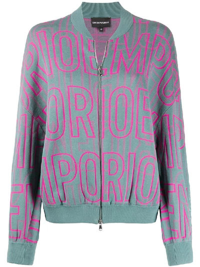 Emporio Armani Logo Printed Bomber Jacket In Green