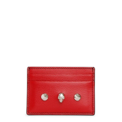 Alexander Mcqueen Red Skull And Stud Card Holder