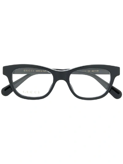 Gucci 蜜蜂细节长方框眼镜 In Black