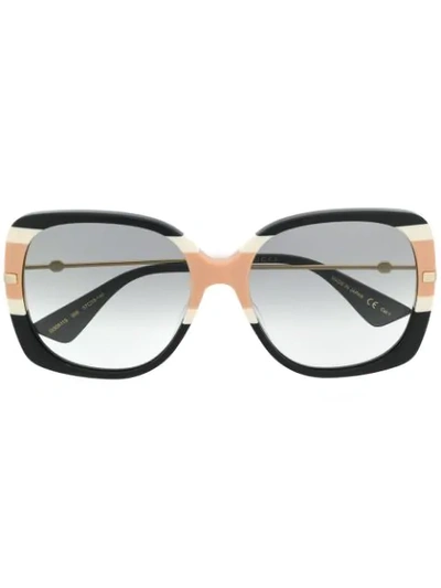 Gucci Oversized Square Web Stripe Sunglasses In Black