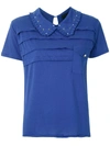 ANDREA BOGOSIAN STUDDED COLLAR FITTED T-SHIRT