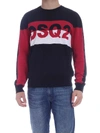 DSQUARED2 PULLOVER WITH LOGO INSERT IN BLACK WHITE AND RED