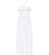 Gabriela Hearst Perse One-shoulder Pleated Cotton-poplin Maxi Dress In White