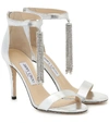 JIMMY CHOO VIOLA 100 METALLIC LEATHER SANDALS,P00479244