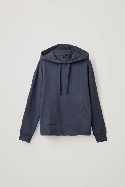 Cos Cropped Organic Cotton Hoodie In Blue