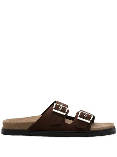 Car Shoe Double-strap Sandals In Brown