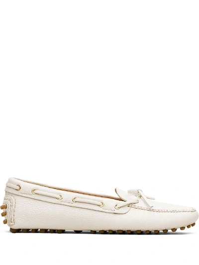 Car Shoe Almond Toe Driving Loafers In White