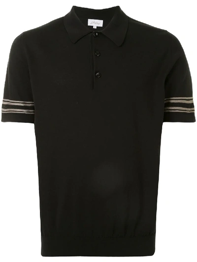 Brioni Striped Detail Polo Neck Jumper In Black