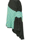 Kiko Kostadinov Asymmetric Length Striped Skirt In Green
