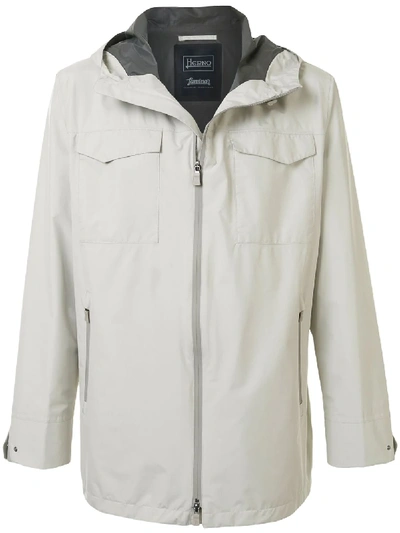 Herno Hooded Pocket Jacket In White