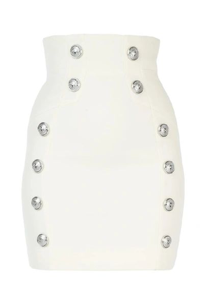 Balmain Buttoned Pencil Skirt In White