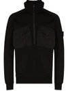 Stone Island Ghost Half-zip Hoodie In Black